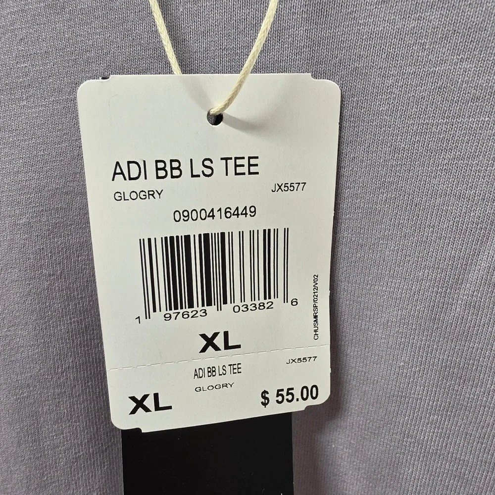 Adidas Basketball Long Sleeve Tee Lavender Purple Oversized Graphic Logo XL NEW